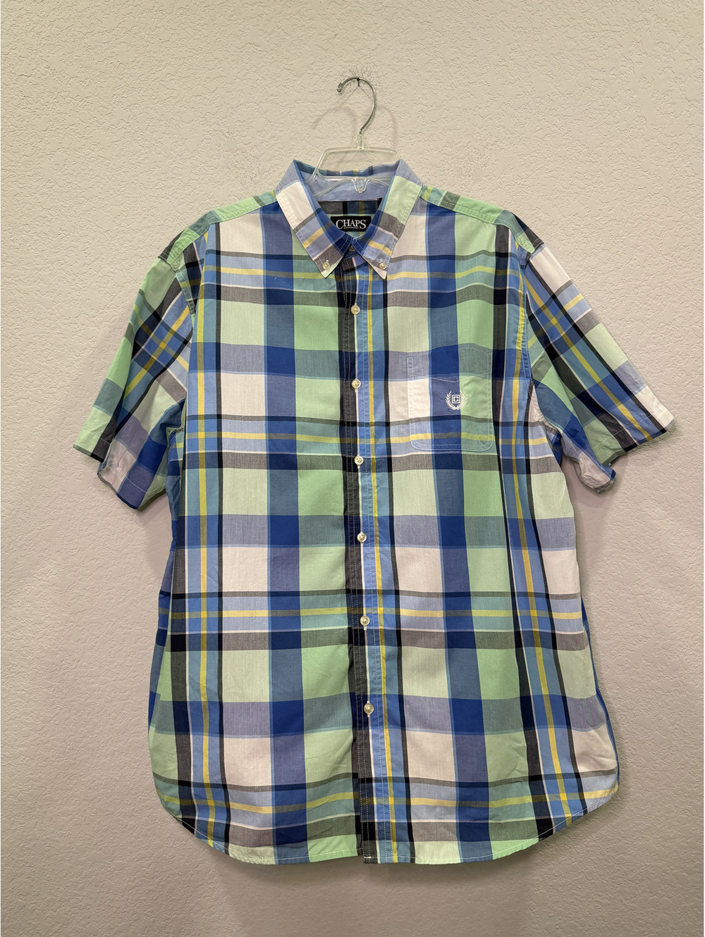 Chaps Easy Care Plaid Short Sleeve Button Down - XL